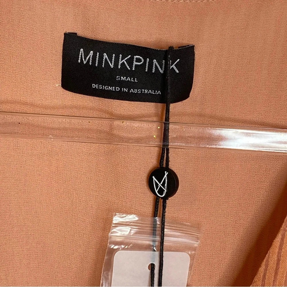 Revolve MINKPINK Tahlia Tiered Chiffon Mini Dress Terracotta SMALL Plung… - Picture 9 of 16